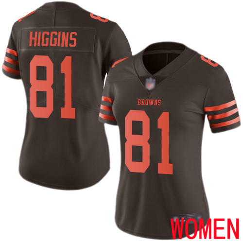Cleveland Browns Rashard Higgins Women Brown Limited Jersey #81 NFL Football Rush Vapor Untouchable